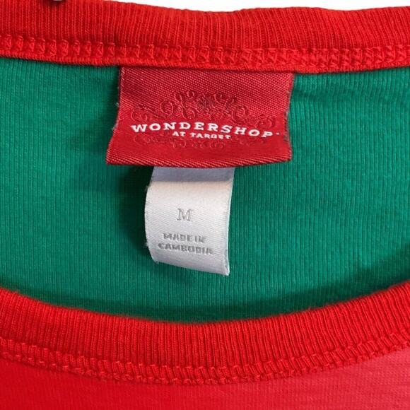 WONDERSHOP Holiday Pajama Women SZ M Elf Shirt Pant Set Christmas Clothing - Picture 2 of 13